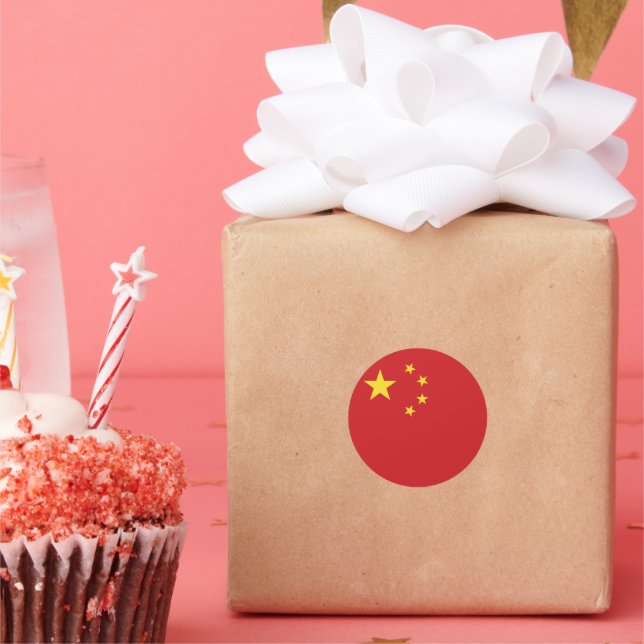 Adesivo Redondo Bandeira da China (Festa)