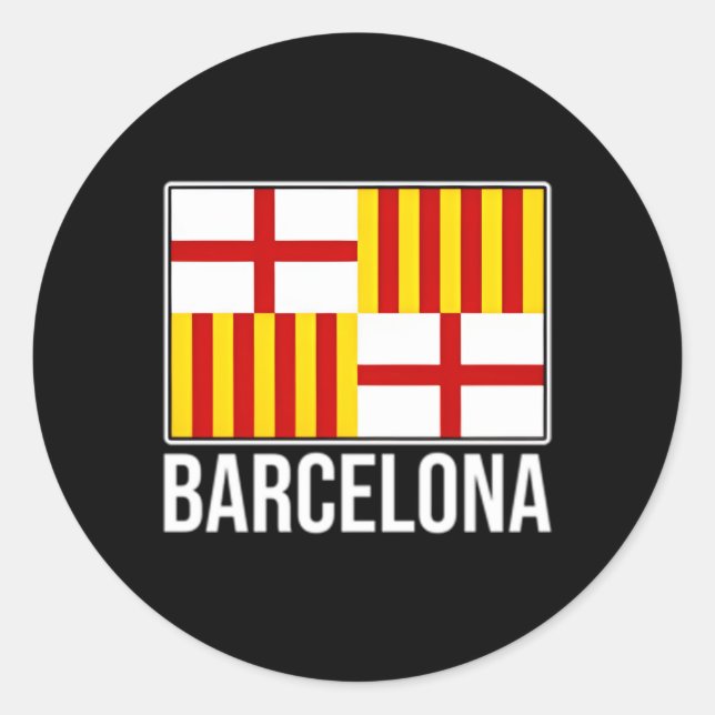 Adesivo Redondo Bandeira da Cidade Espanha de Barcelona Catalunha (Frente)