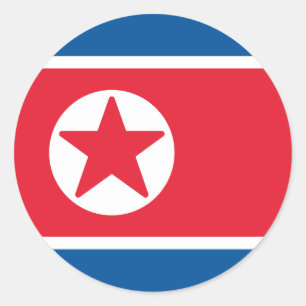 Adesivo Redondo Bandeira da Coreia do Norte
