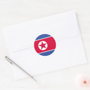Adesivo Redondo bandeira da Coreia do Norte
