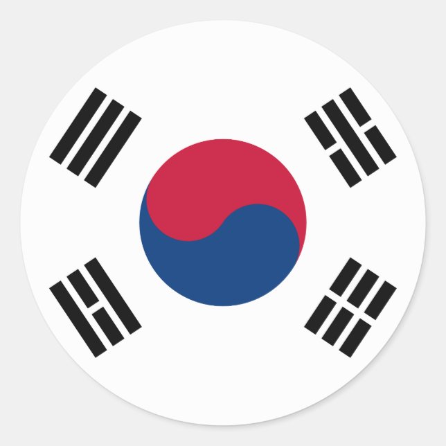 Adesivo Redondo Bandeira da Coreia do Sul (Coreia do Sul) (Frente)