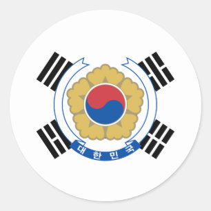 Adesivo Redondo Bandeira da Coreia do Sul e Emblem, Bandeira da Co