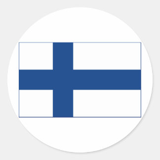 Adesivo Redondo Bandeira da Cruz Nórdica Azul da Finlândia no ades