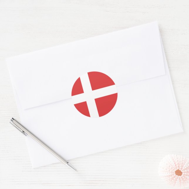 Adesivo Redondo Bandeira da Dinamarca (Envelope)