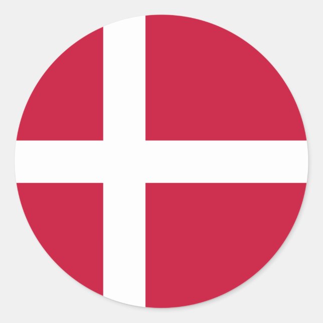 Adesivo Redondo Bandeira da Dinamarca (Frente)