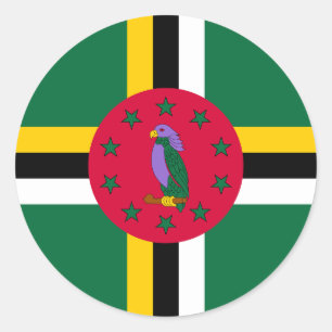 Adesivo Redondo Bandeira da Domínica