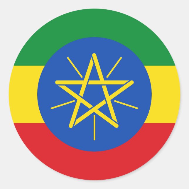 Adesivo Redondo Bandeira da Etiópia (Frente)
