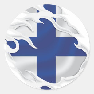 Adesivo Redondo Bandeira da Finlândia