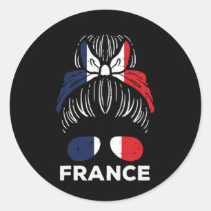 Adesivo Redondo Bandeira da França Garota Francesa Coque Futebol F