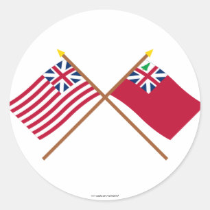 Adesivo Redondo Bandeira da Grande União Cruzada e Plena Vermelha