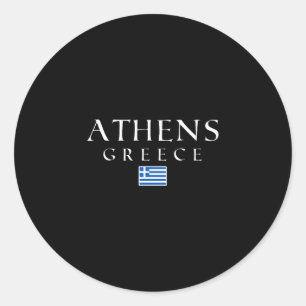 Adesivo Redondo Bandeira da Grécia Atenas Férias Souvenir de Atena