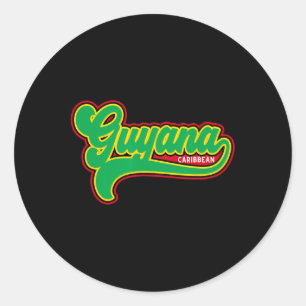 Adesivo Redondo Bandeira da Guiana Guianense Caribe Férias Cruzeir