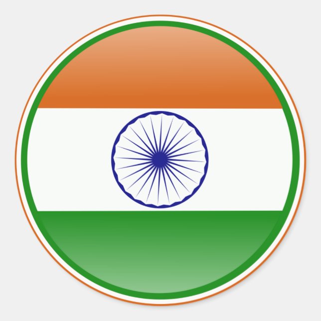 Adesivo Redondo Bandeira da Índia (Frente)