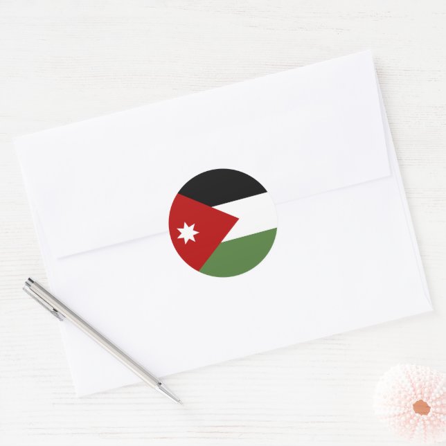 Adesivo Redondo Bandeira da Jordânia (Envelope)