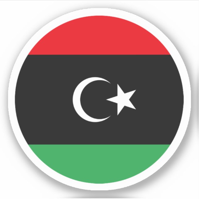 Adesivo Redondo Bandeira da Líbia (Frente)