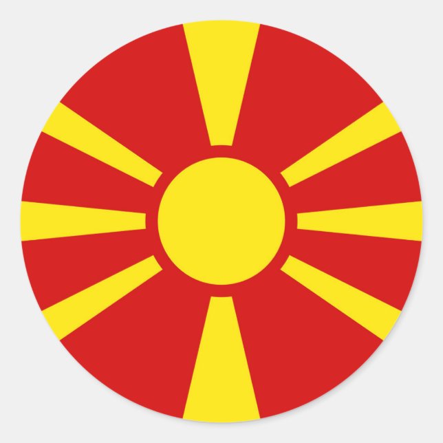 Adesivo Redondo Bandeira da Macedônia do Norte (Frente)