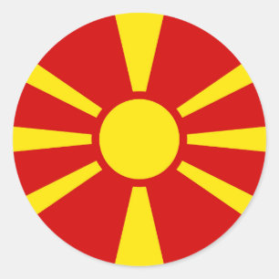 Adesivo Redondo Bandeira da Macedônia do Norte