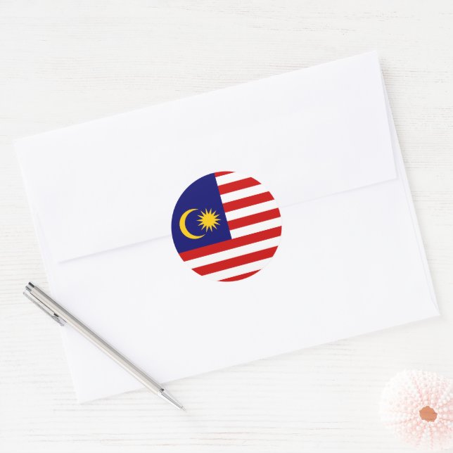 Adesivo Redondo Bandeira da Malásia (Envelope)