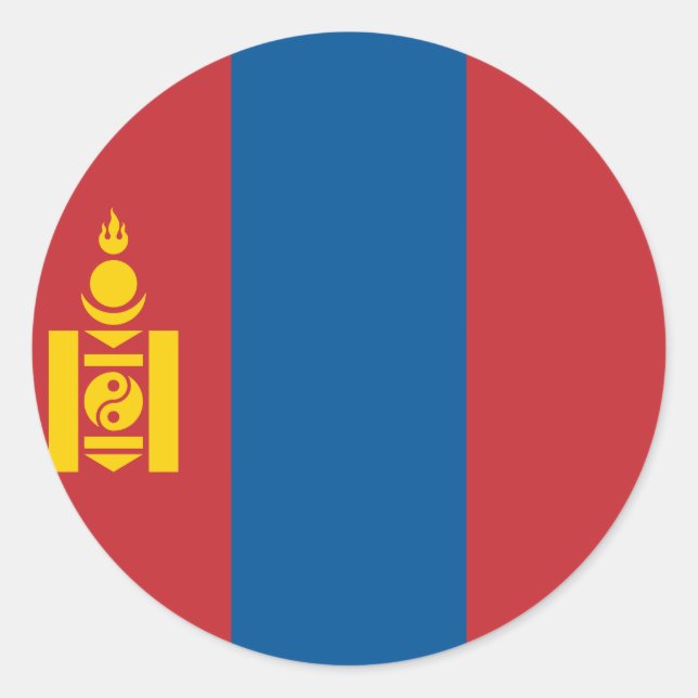 Adesivo Redondo Bandeira da Mongólia (Frente)