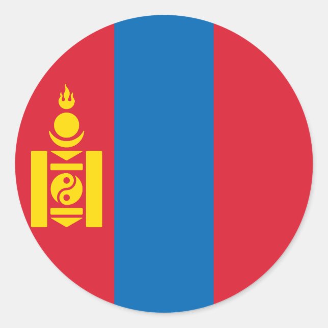 Adesivo Redondo Bandeira da Mongólia (Frente)