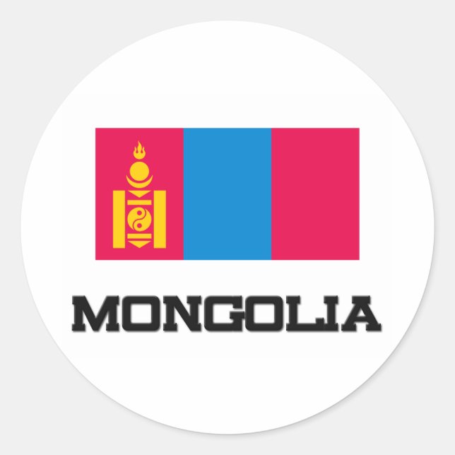 Adesivo Redondo Bandeira da Mongólia (Frente)