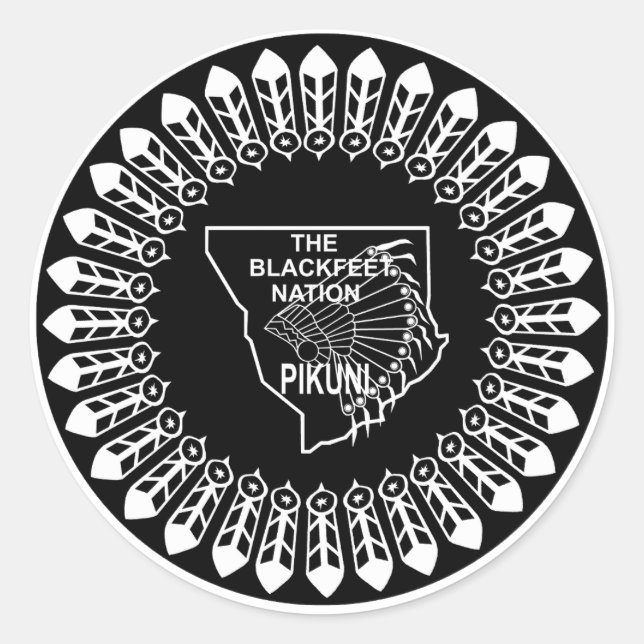 Adesivo Redondo Bandeira da Nação Blackfoot (Frente)