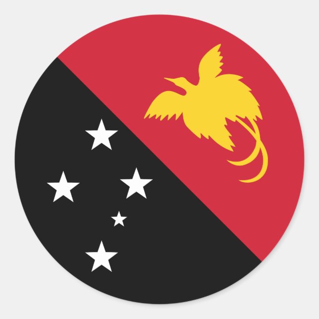 Adesivo Redondo Bandeira da Papua-Nova Guiné (Frente)