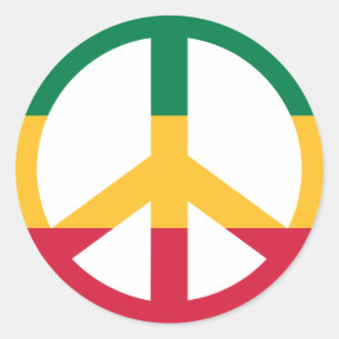 Adesivo Redondo Bandeira da paz da reggae