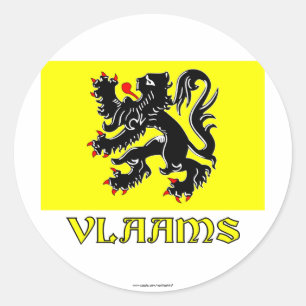 Adesivo Redondo Bandeira da região de Flanders com nome