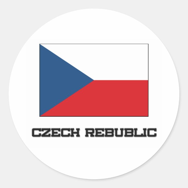 Adesivo Redondo Bandeira da República Checa (Frente)