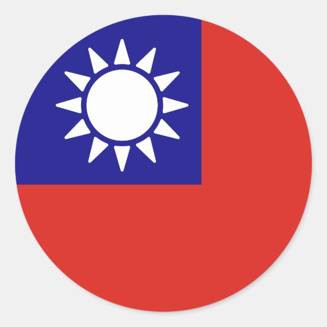 Adesivo Redondo Bandeira da República da China (Frente)