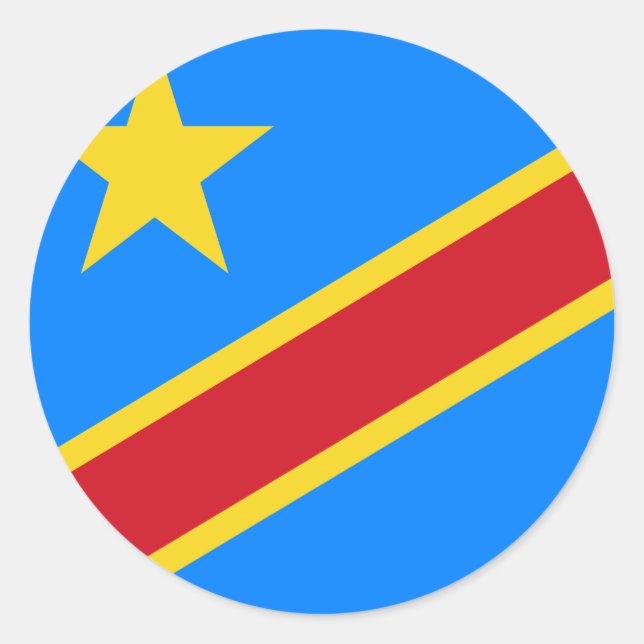 Adesivo Redondo Bandeira da República Democrática do Congo (Frente)