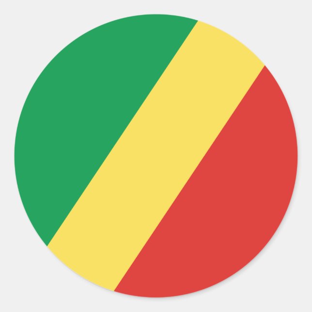 Adesivo Redondo Bandeira da República do Congo (Frente)