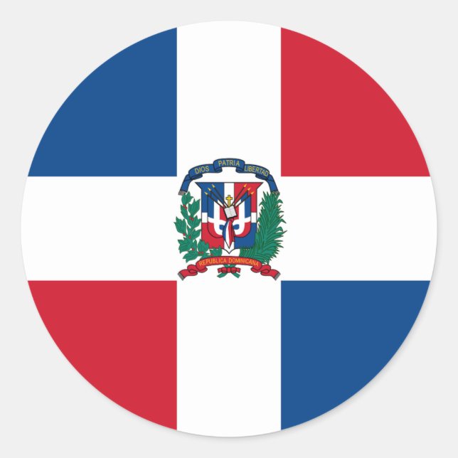 Adesivo Redondo Bandeira da República Dominicana (Frente)