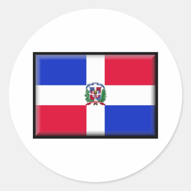 Adesivo Redondo Bandeira da República Dominicana (Frente)