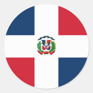 Adesivo Redondo Bandeira da República Dominicana