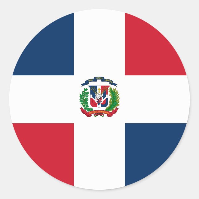 Adesivo Redondo Bandeira da República Dominicana (Frente)
