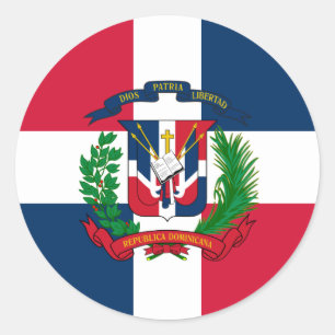Adesivo Redondo Bandeira da República Dominicana