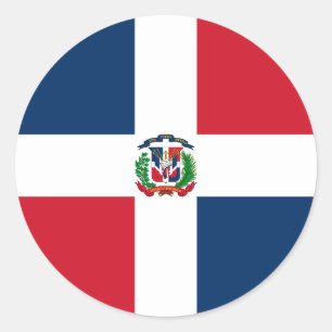 Adesivo Redondo Bandeira da República Dominicana
