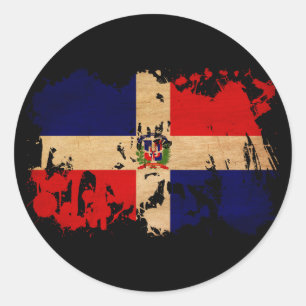 Adesivo Redondo Bandeira da República Dominicana