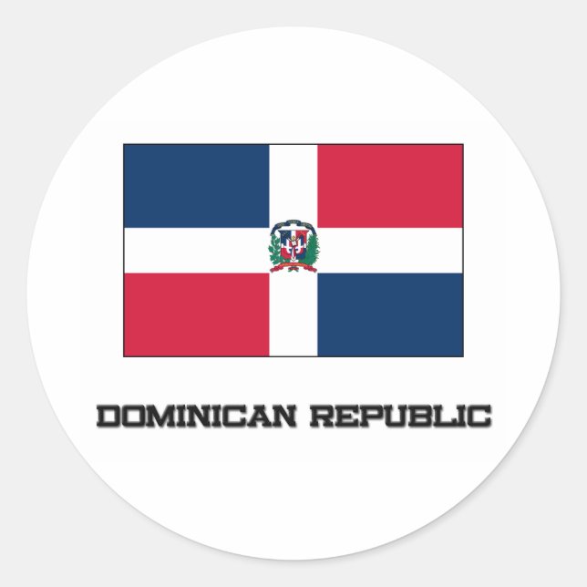 Adesivo Redondo Bandeira da República Dominicana (Frente)