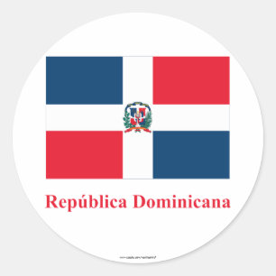 Adesivo Redondo Bandeira da República Dominicana com nome no