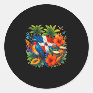 Adesivo Redondo Bandeira da República Dominicana Férias Viagem Tro