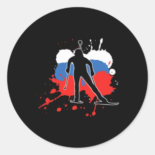 Adesivo Redondo Bandeira da Rússia Biathlonista - Biatlo Russo