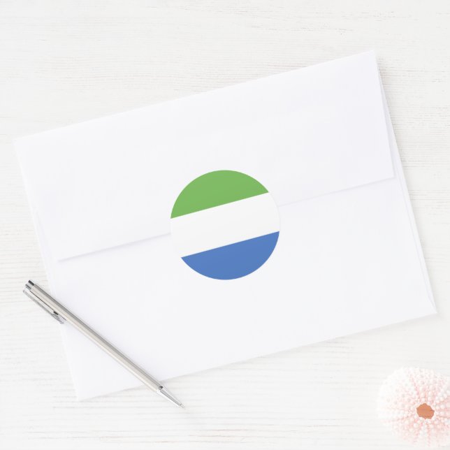 Adesivo Redondo bandeira da Serra Leoa (Envelope)