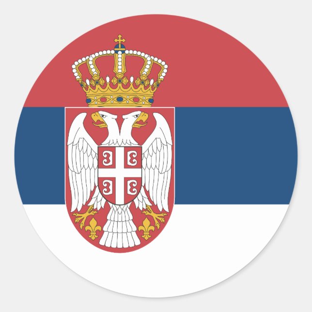 Adesivo Redondo Bandeira da Sérvia (Frente)