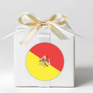 Adesivo Redondo Bandeira da Sicília - Envelope Siciliano ou Favor