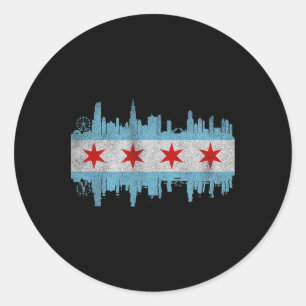 Adesivo Redondo Bandeira da Silhueta da Cidade de Chicago - Cidade