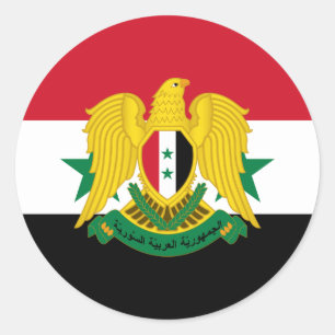 Adesivo Redondo Bandeira da Síria e Casaco de armas, Bandeira da