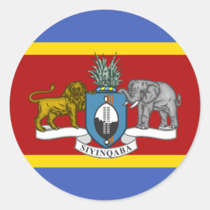 Adesivo Redondo Bandeira da Swazi e Casaco de Armas, Bandeira de E
